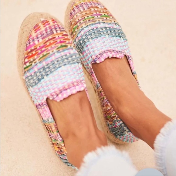 Manebí Women's Bright Tweed Almond Toe Raffia Neon Espadrille Shoes Size 40 (10) - Picture 1 of 9